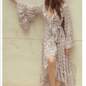 MISA Los Angeles Natalina Purple Dot Wrap Dress